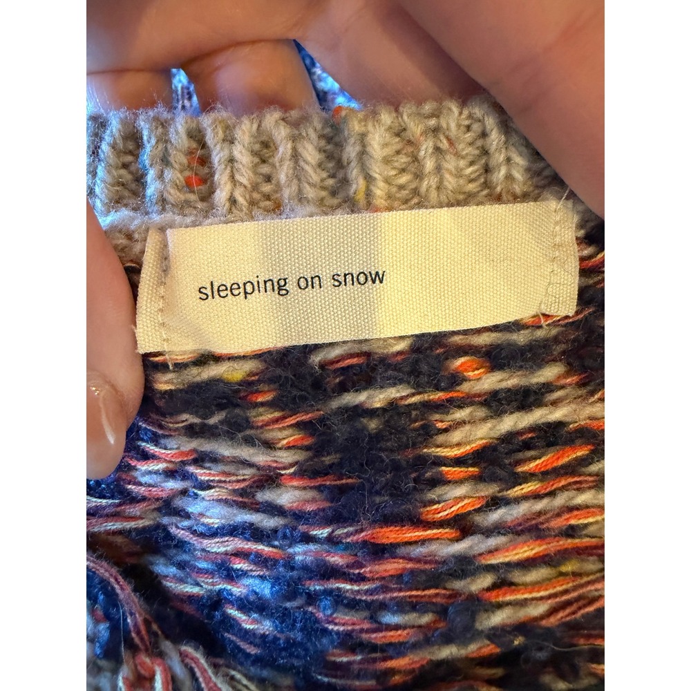 Anthropologie Sleeping On Snow Sweater Poncho Women Medium Beige Fair Isle Wool - Picture 9 of 12